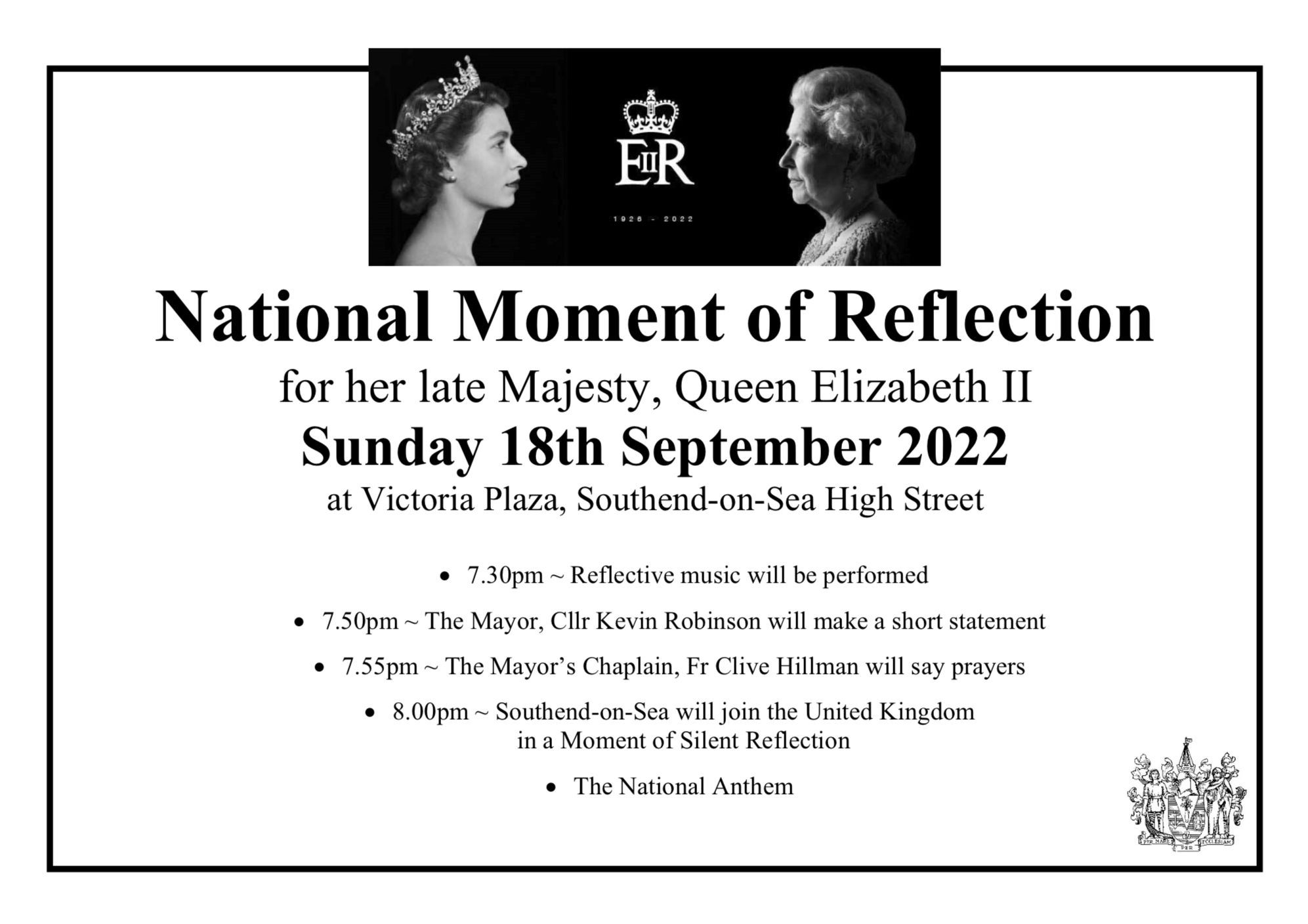 National Moment of Reflection in Southend-on-Sea for her late Majesty, Queen Elizabeth II