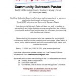 Job Vacancy: Community Outreach Pastor