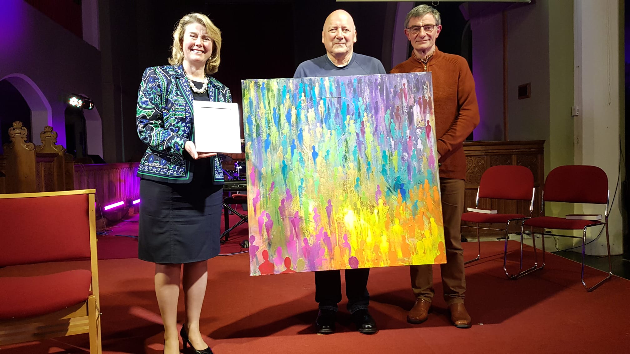 City of Light artwork by Helen Yousaf presented to Anna Firth MP