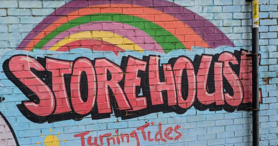 Graffiti mural on wall of Southend Storehouse