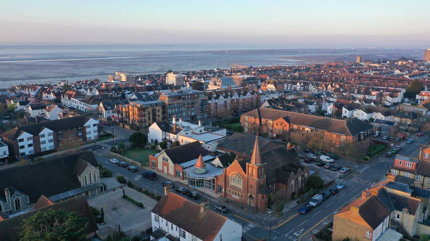 Aerial view of the home of Leigh Road Baptist Church