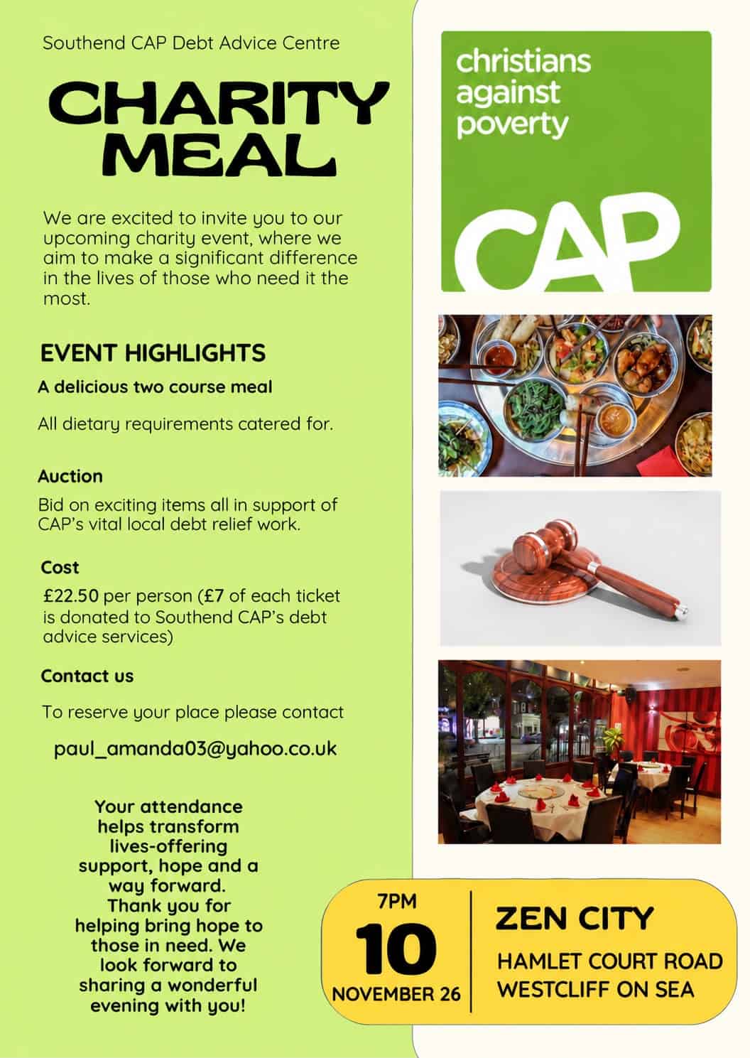 Charity Meal for Southend CAP Debt Advice Centre